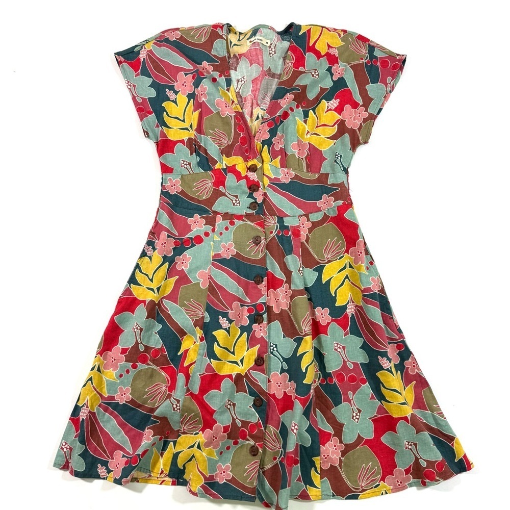 Marine Layer Camila Mini Dress Hibiscus Floral Size XS Hemp Blend - Picture 2 of 7